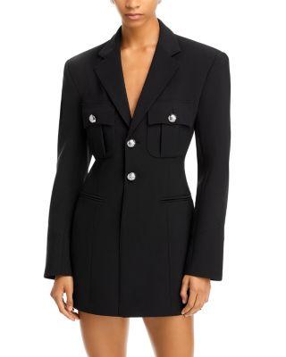Samantha Blazer Dress – Tailored blazer dress with padded shoulders & button‑front