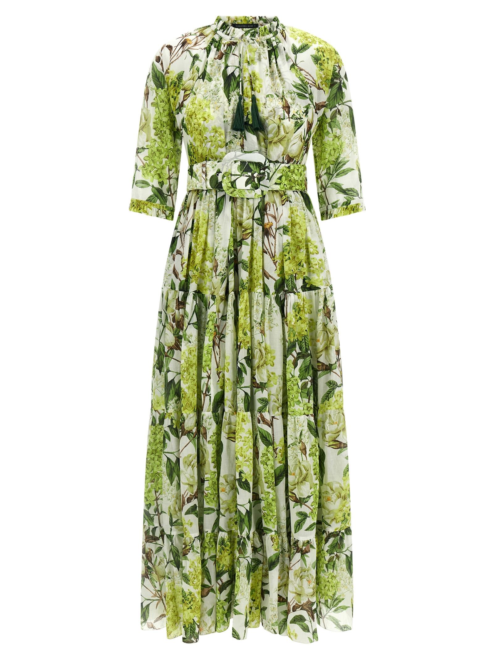 samantha sung eden long dress cotton muslin with all print green - women