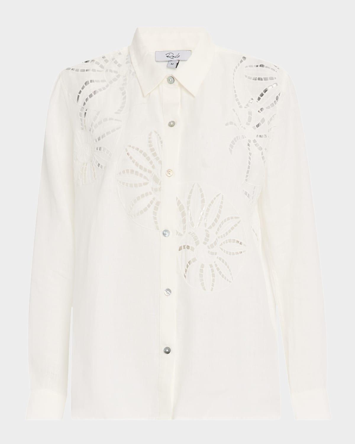 samar floral eyelet-embroidered linen shirt