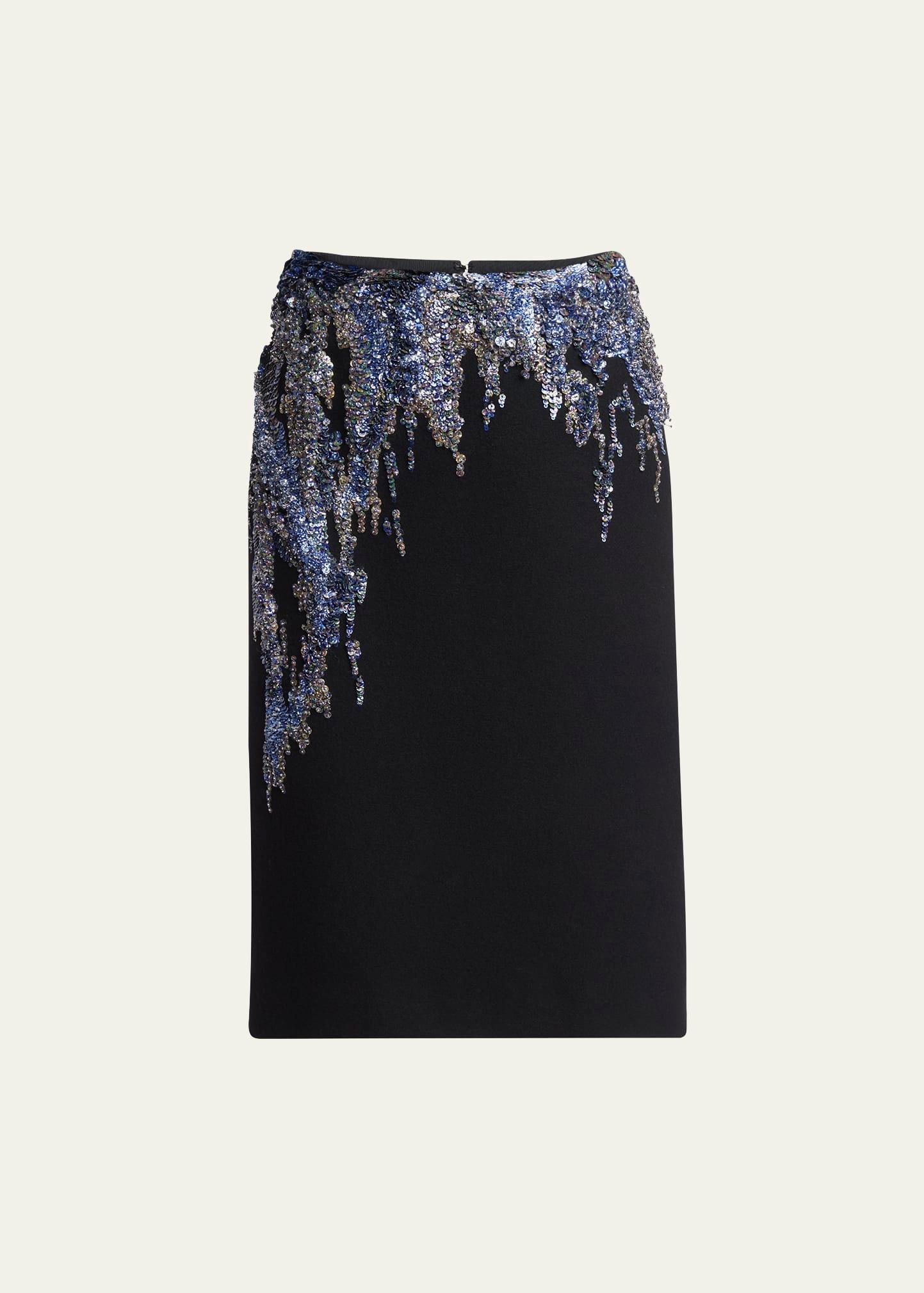 samba sequin embroidered crepe skirt