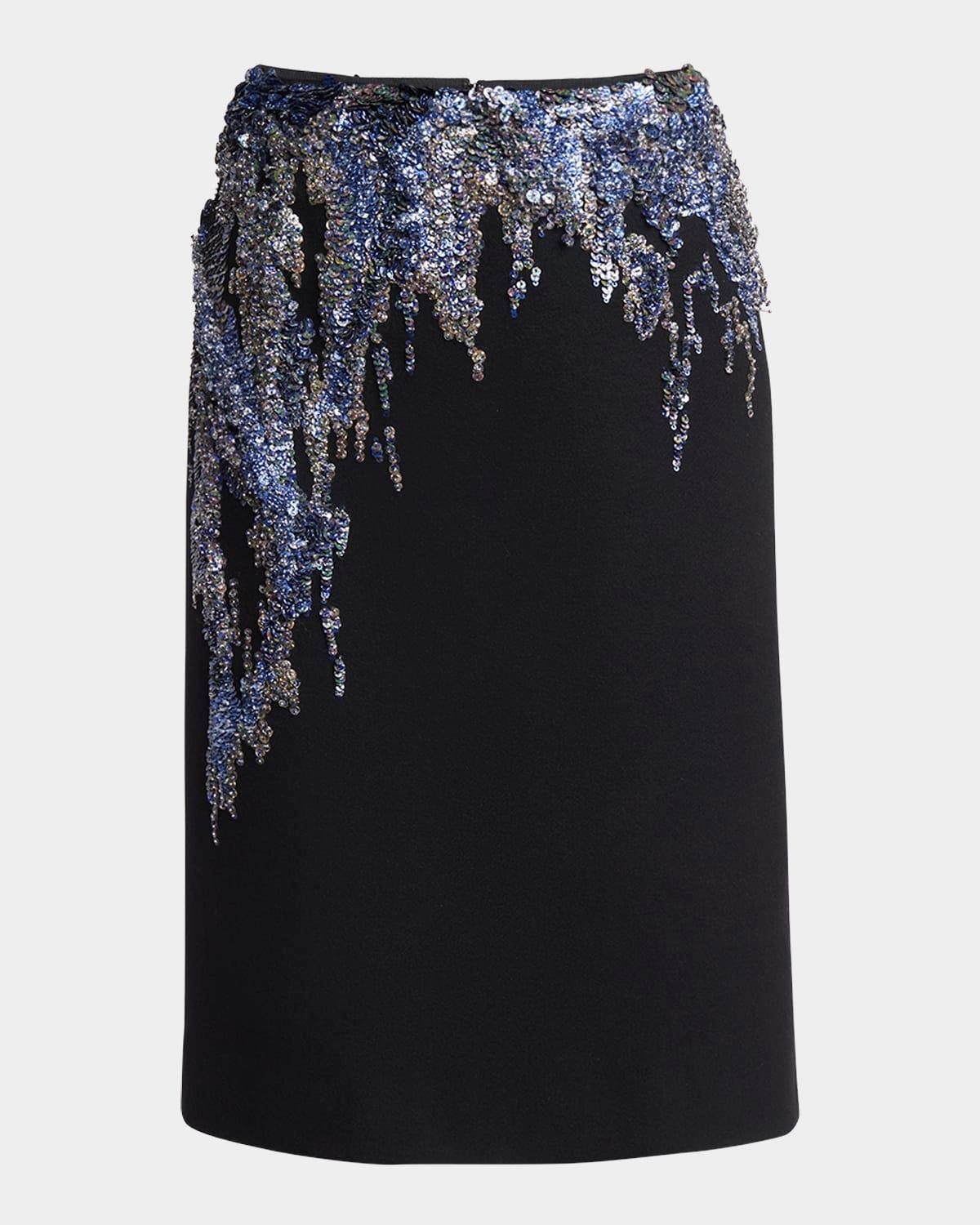 samba sequin embroidered crepe skirt