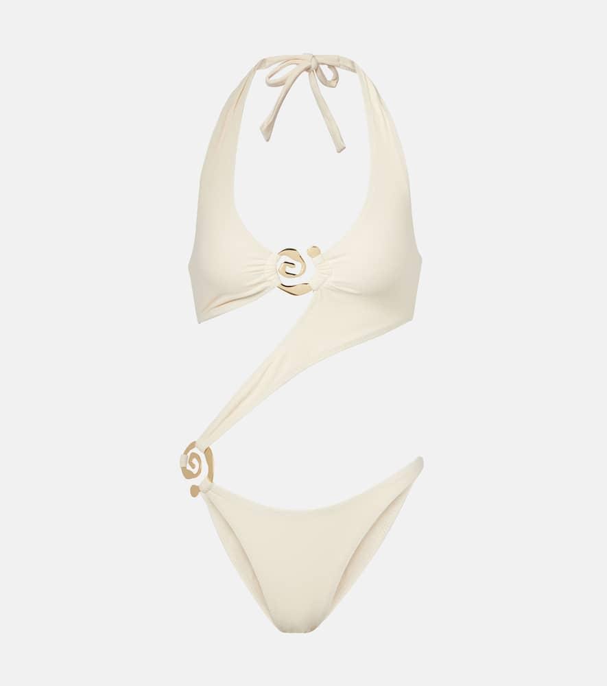 same halter spiral cutout swimsuit