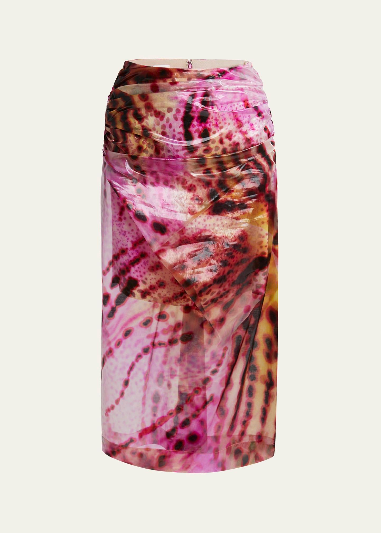 sami printed drape midi skirt