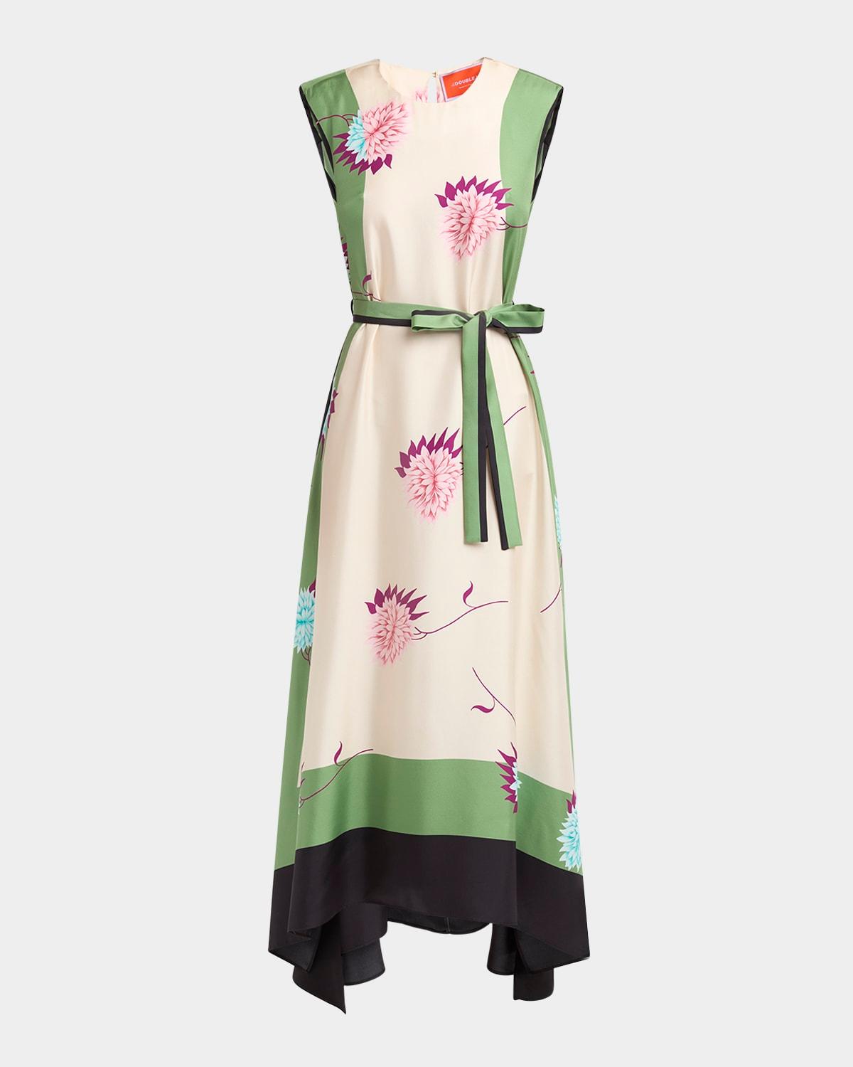san carlo belted strong-shoulder ankle dress