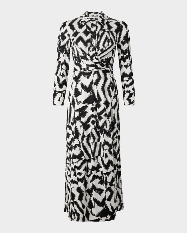 sana geometric-print midi wrap shirtdress