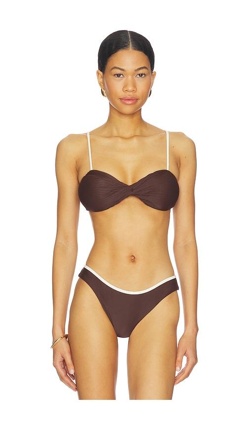 sancia the anja bikini top in brown.