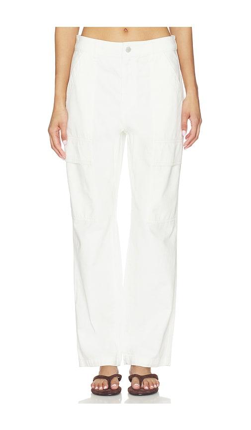 sanctuary boyfriend utility pant in white.