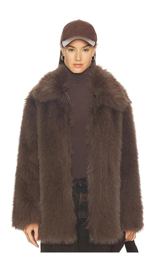 sanctuary carmen fur coat in brown.