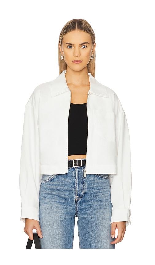 sanctuary cropped paper boy jacket in white.