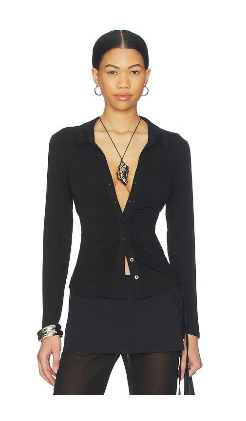 sanctuary dream girl button up shirt in black.
