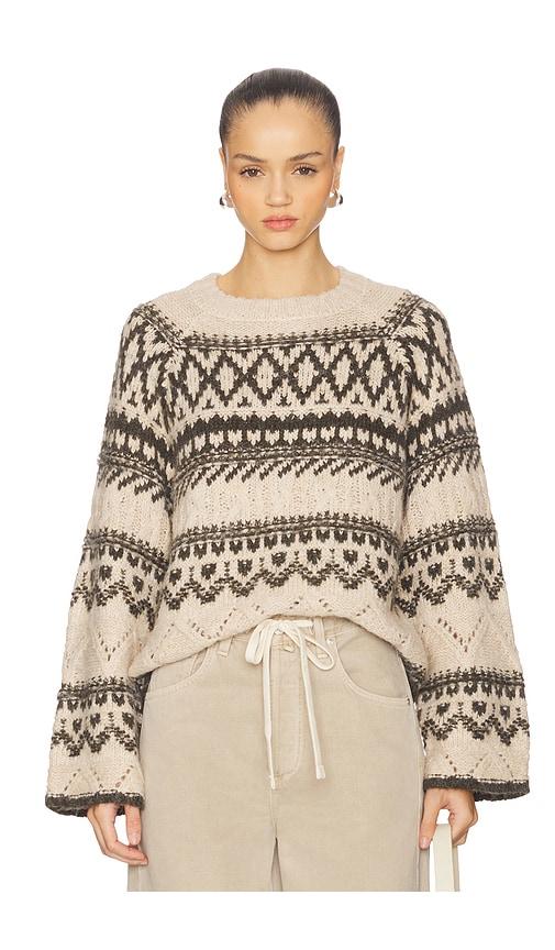 sanctuary fairisle crew neck sweater in beige.