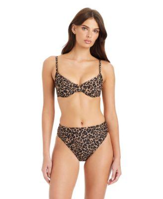 sanctuary french kitty over the shoulder underwire bra with removable cups high leg high rise swim bottoms