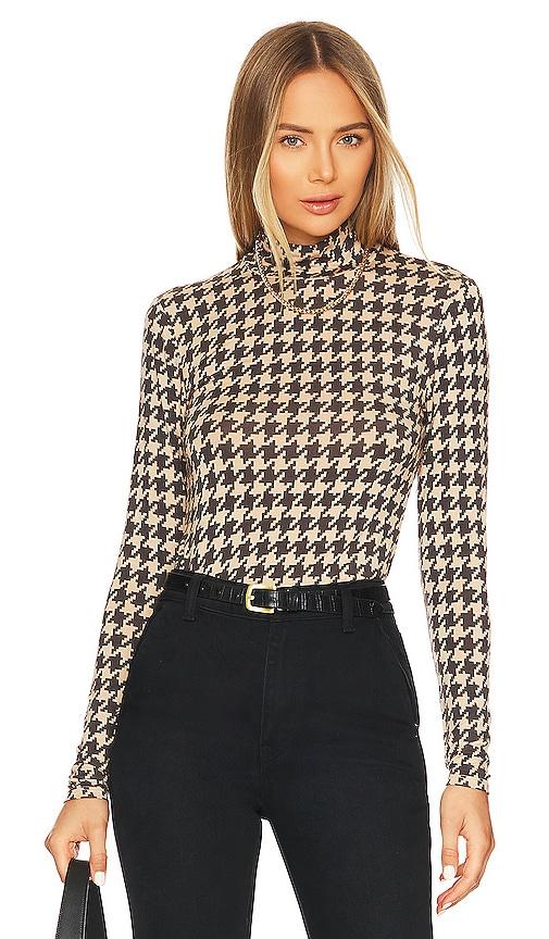 sanctuary slinky mock turtleneck top in cream,brown.