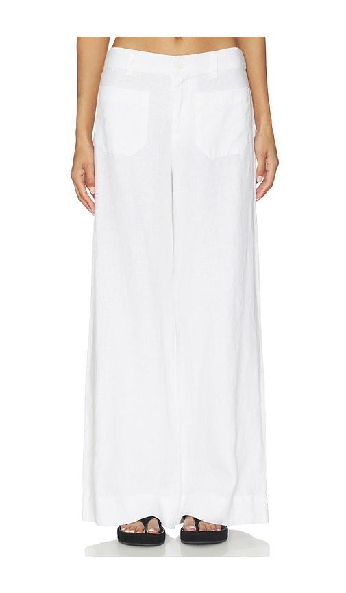 sanctuary the linen marine wide leg pant in white.