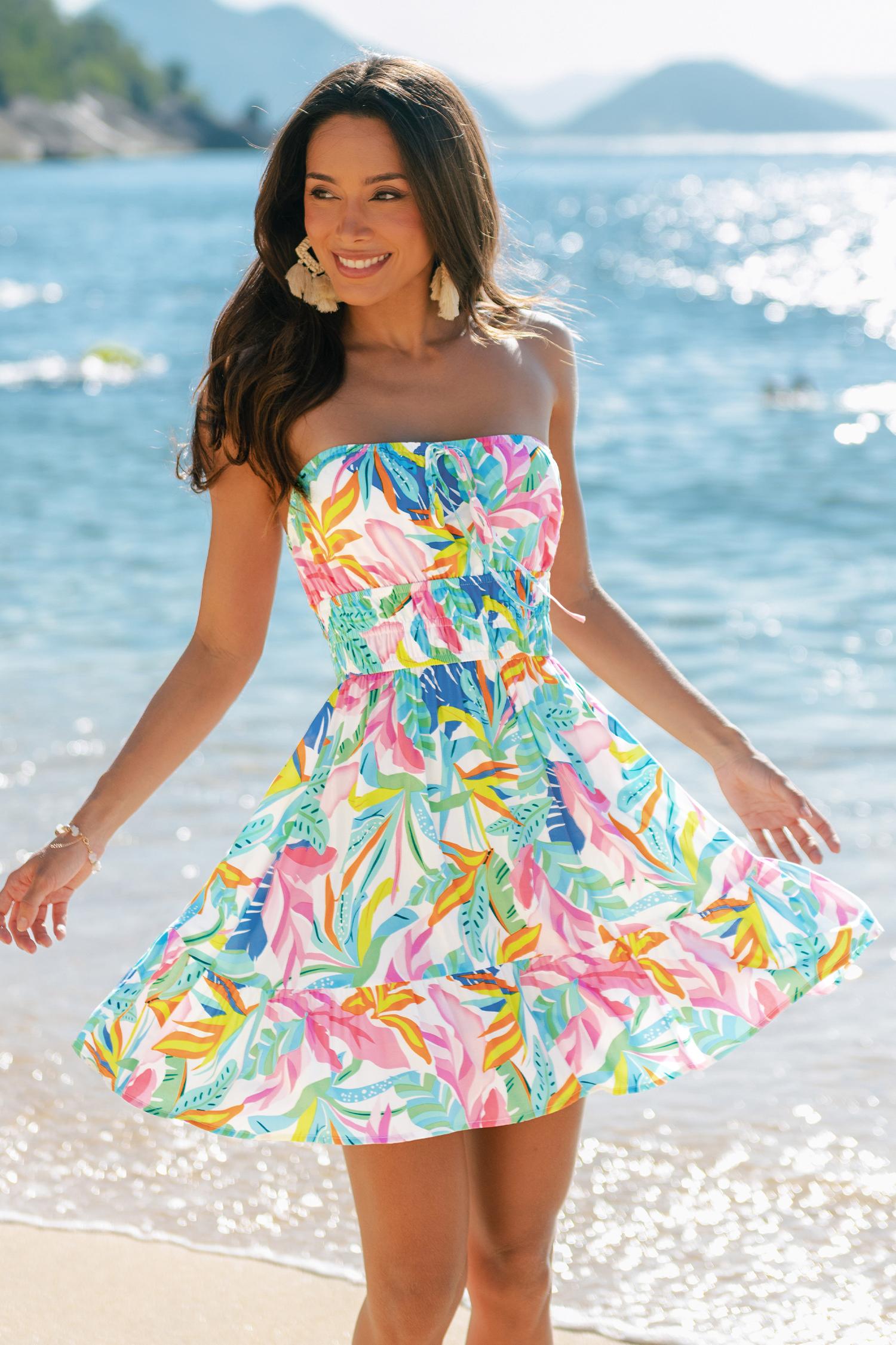 sanctuary tropical mini dress - l