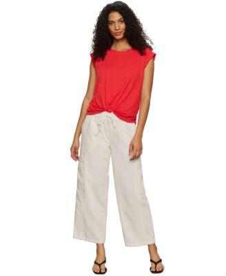 sanctuary womens knot front crew neck muscle tee