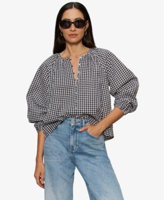 sanctuary womens perfect gingham button front blouse