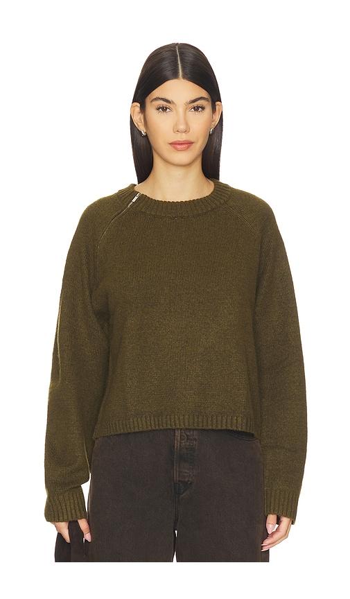 sanctuary zip it sweater in dark green.