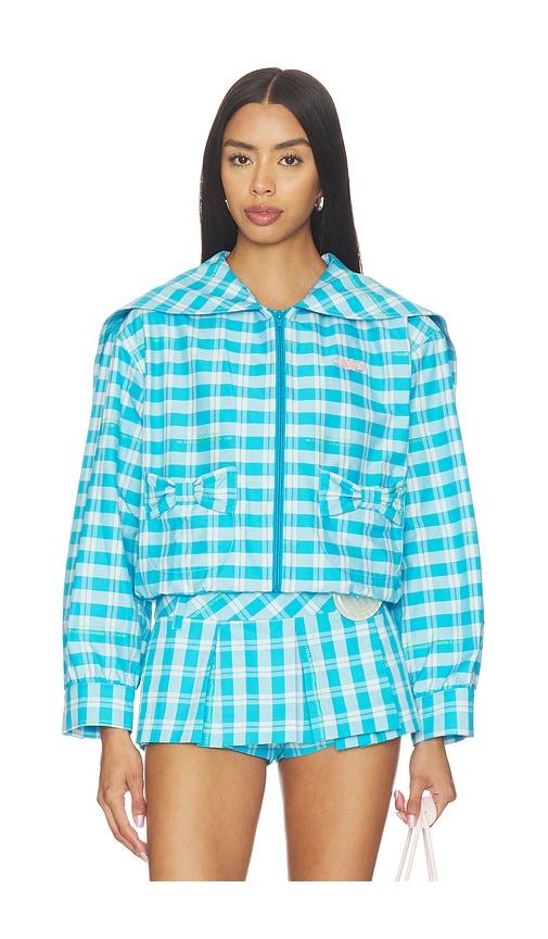 sandy liang farro jacket in blue.