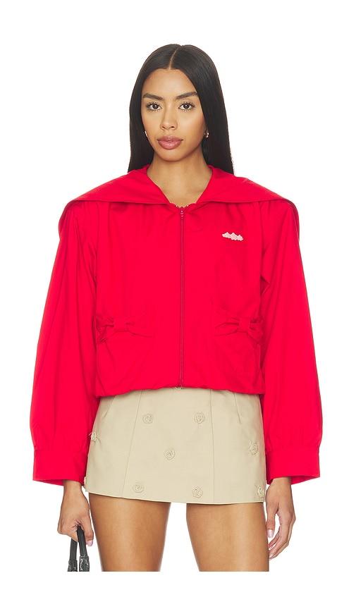 sandy liang farro jacket in red.
