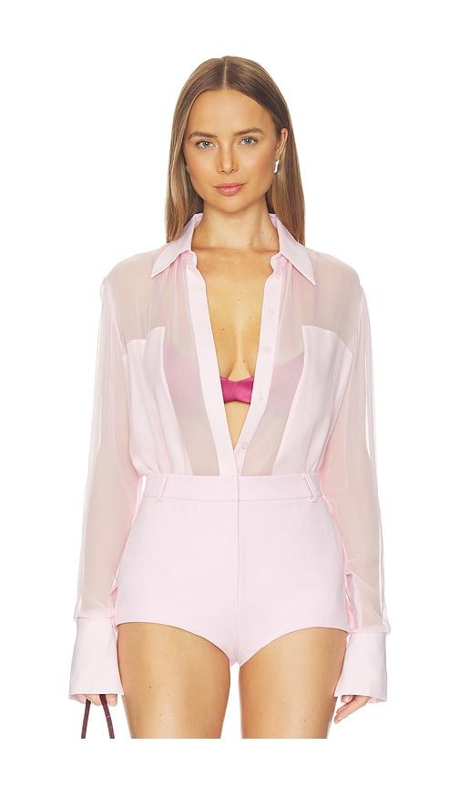 sans faff flore silk shirt in pink.