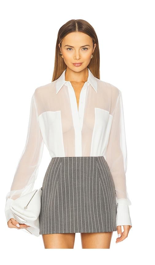 sans faff flore silk shirt in white.