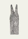 santha plunging draped sequin midi dress