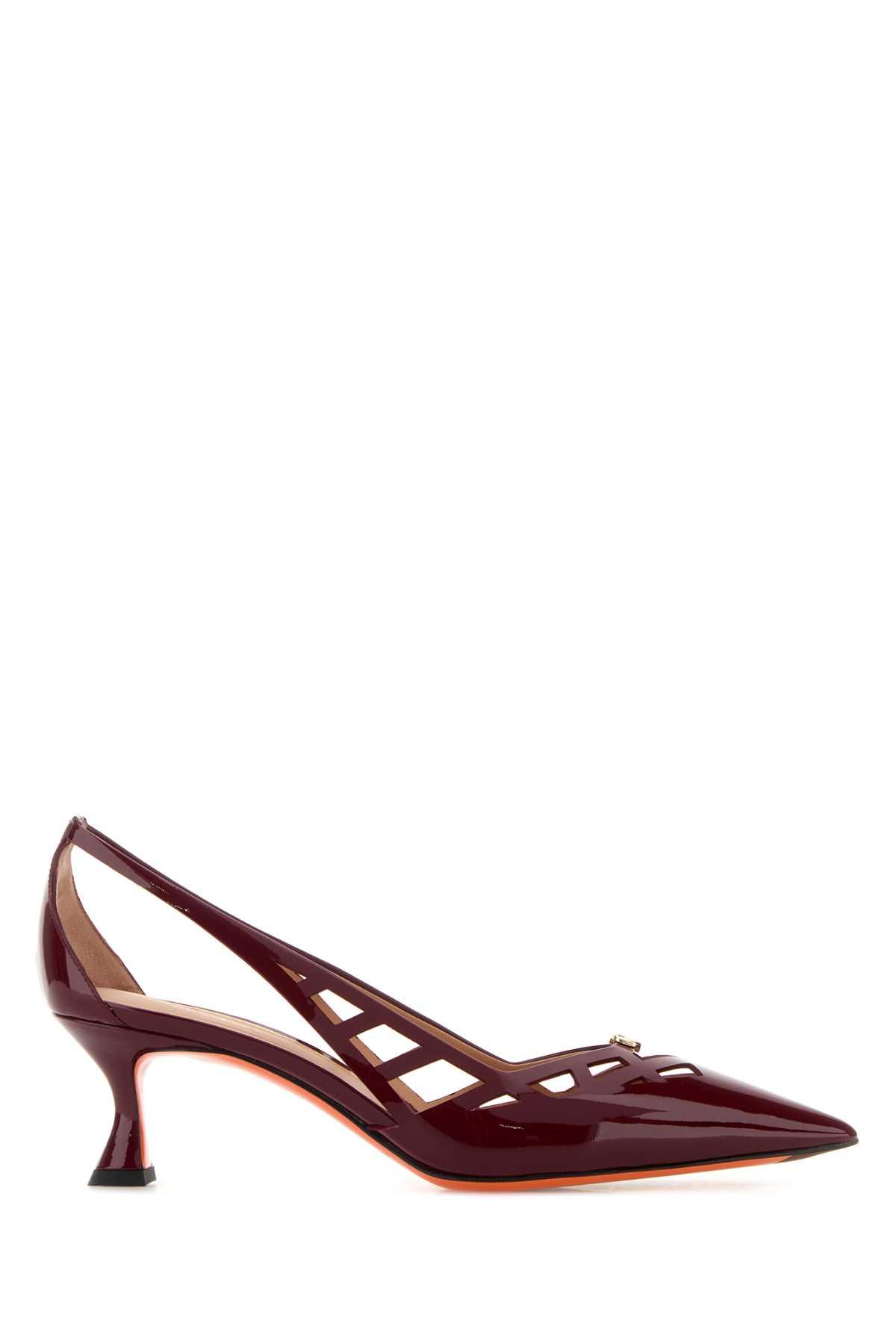 santoni burgundy leather stella pumps