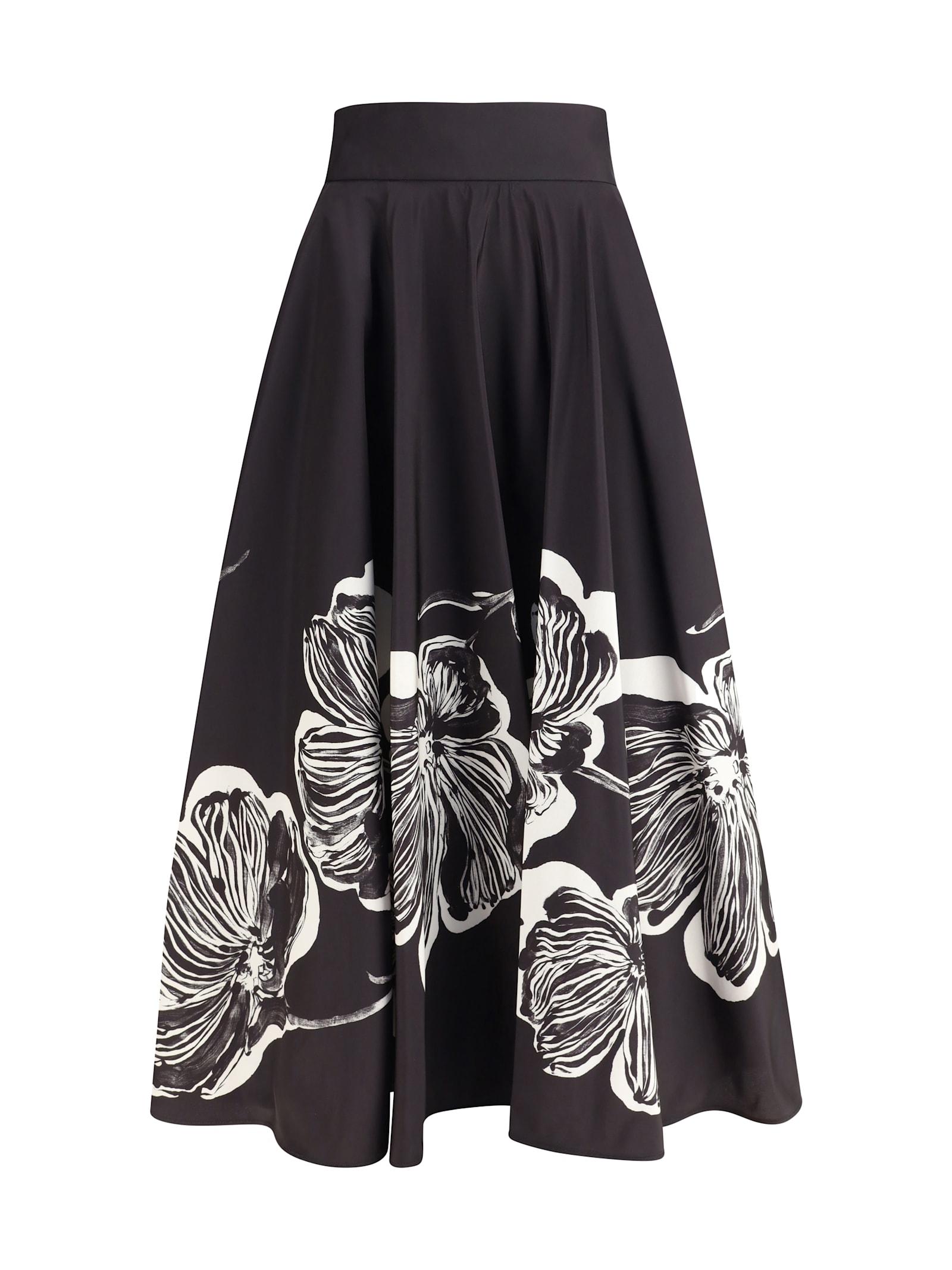 sara roka midi skirt with floral print