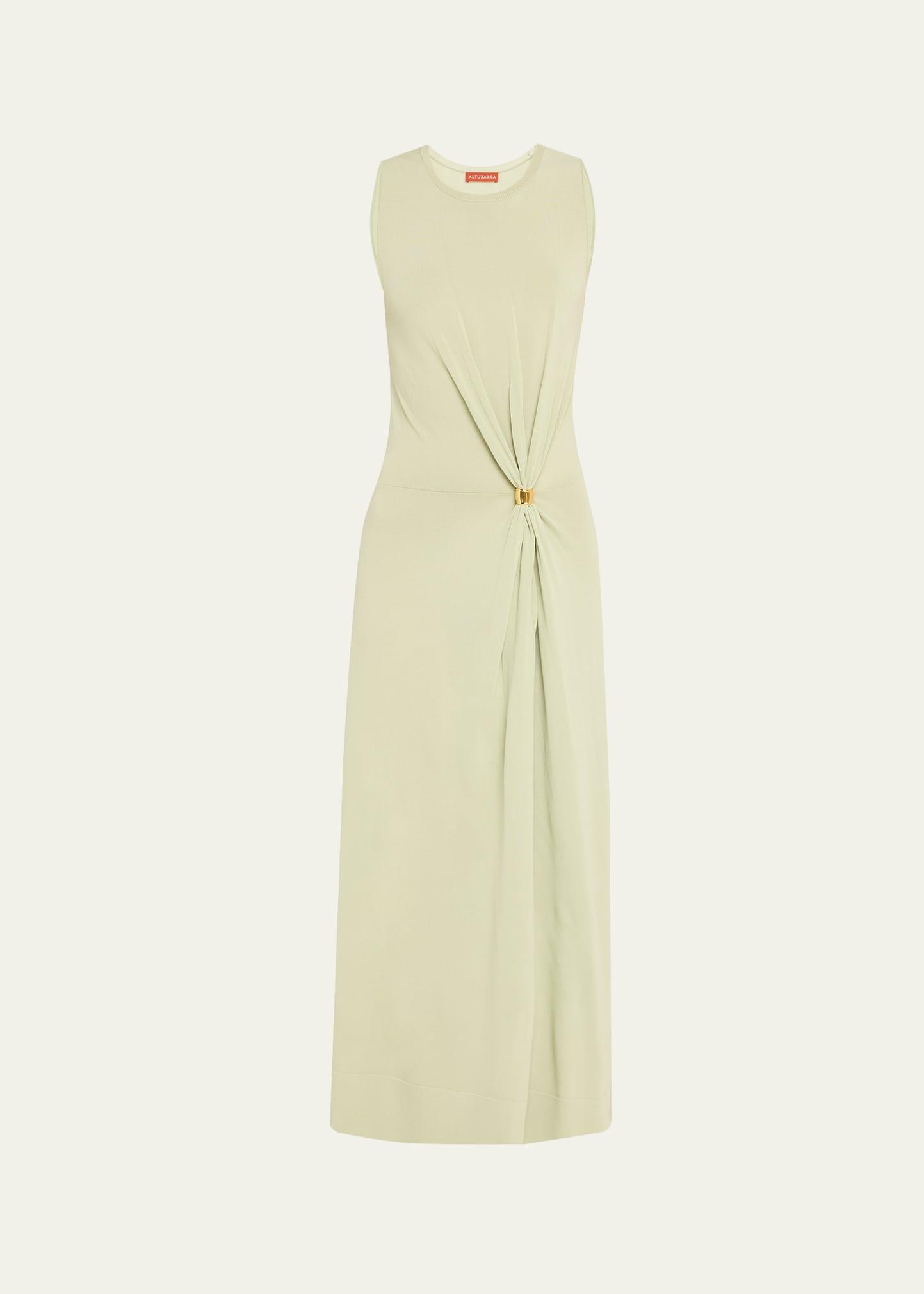saralien gathered sleeveless maxi dress