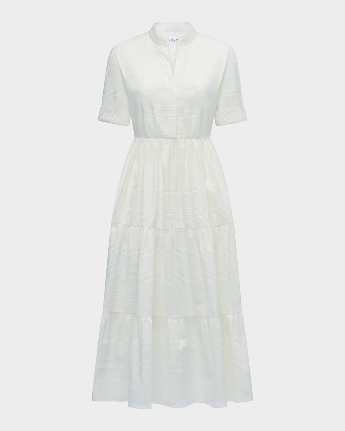 sardinia tiered cotton midi dress