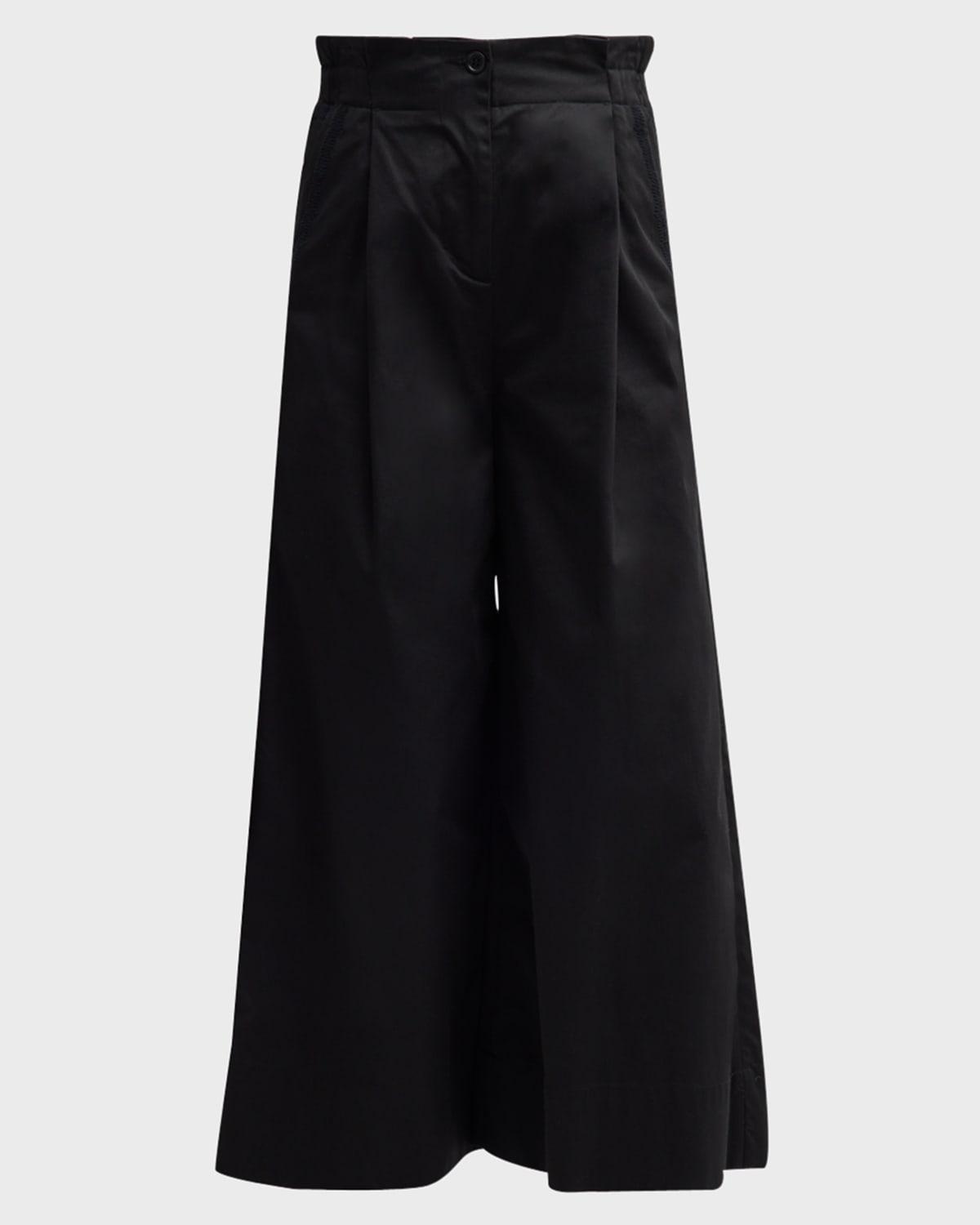 sargent embroidered pleated wide-leg pants