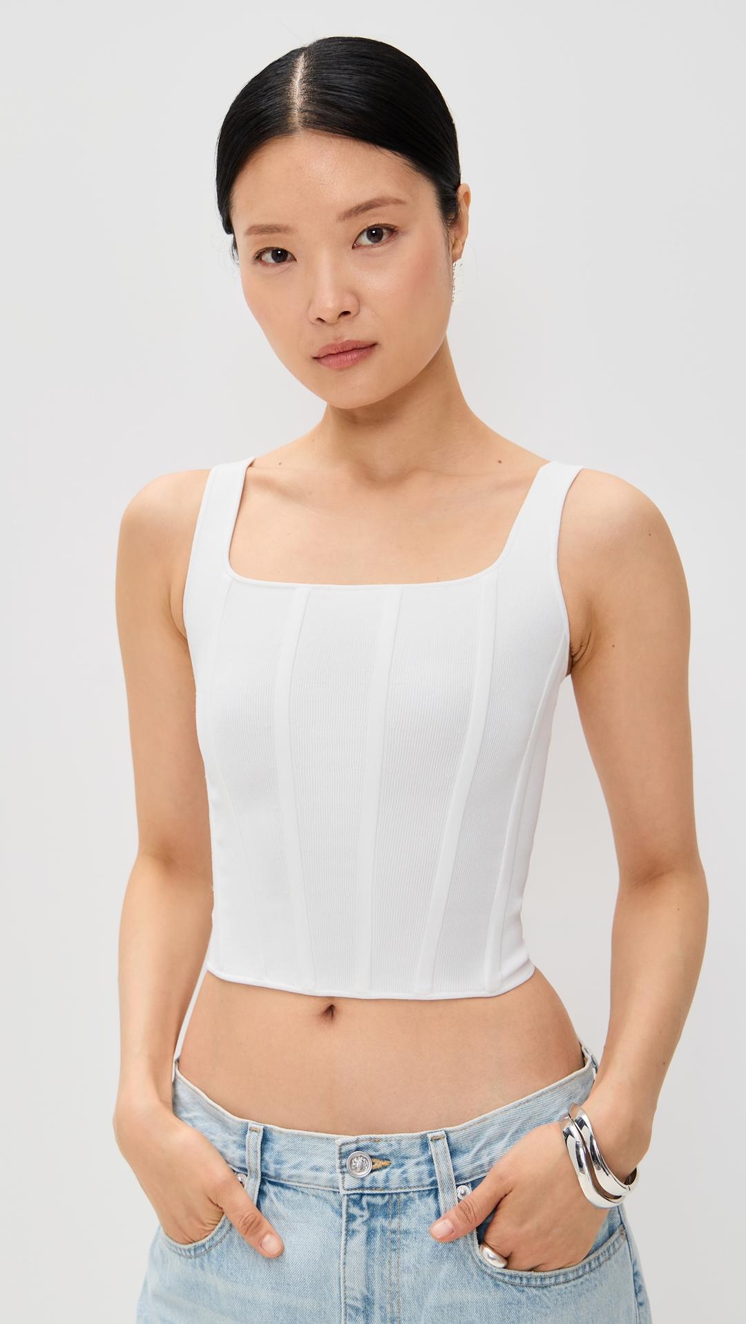 Sariah Corset Tank Sariah Corset Tank – Boned seams, square neck zip‑back