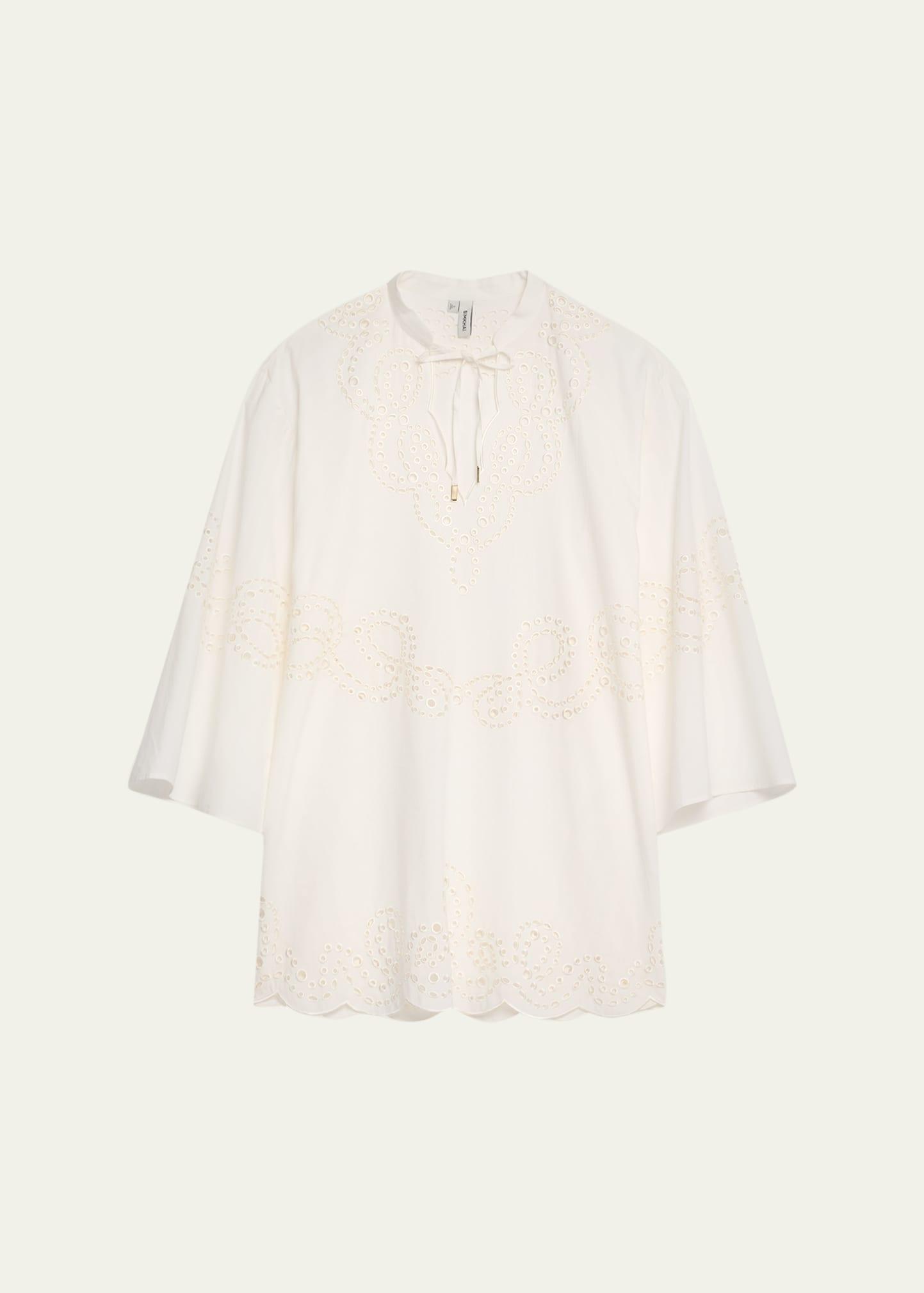 sarina embroidered long-sleeve mini dress