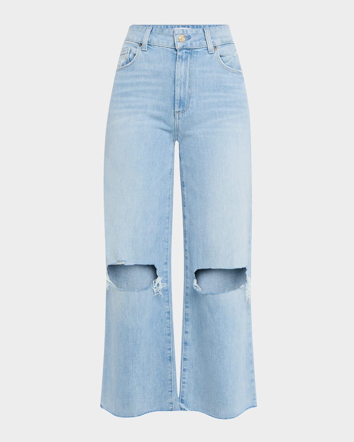 sasha distressed ankle jeans with raw hem