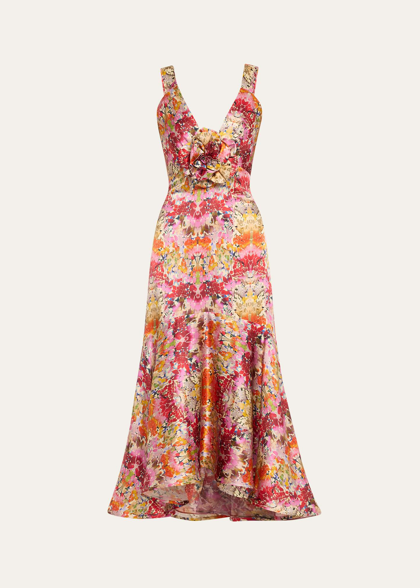 saskya printed high-low midi dress