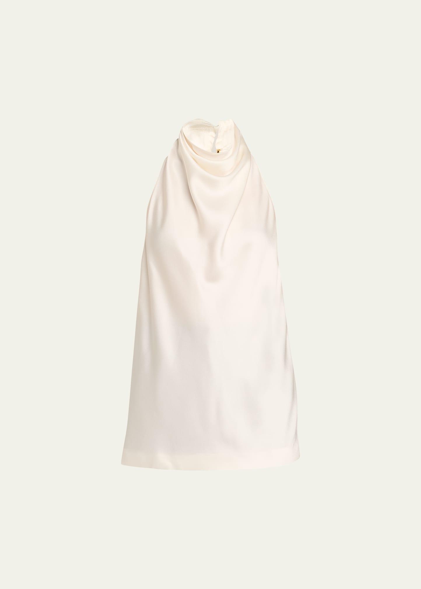 satin backless cowl halter top