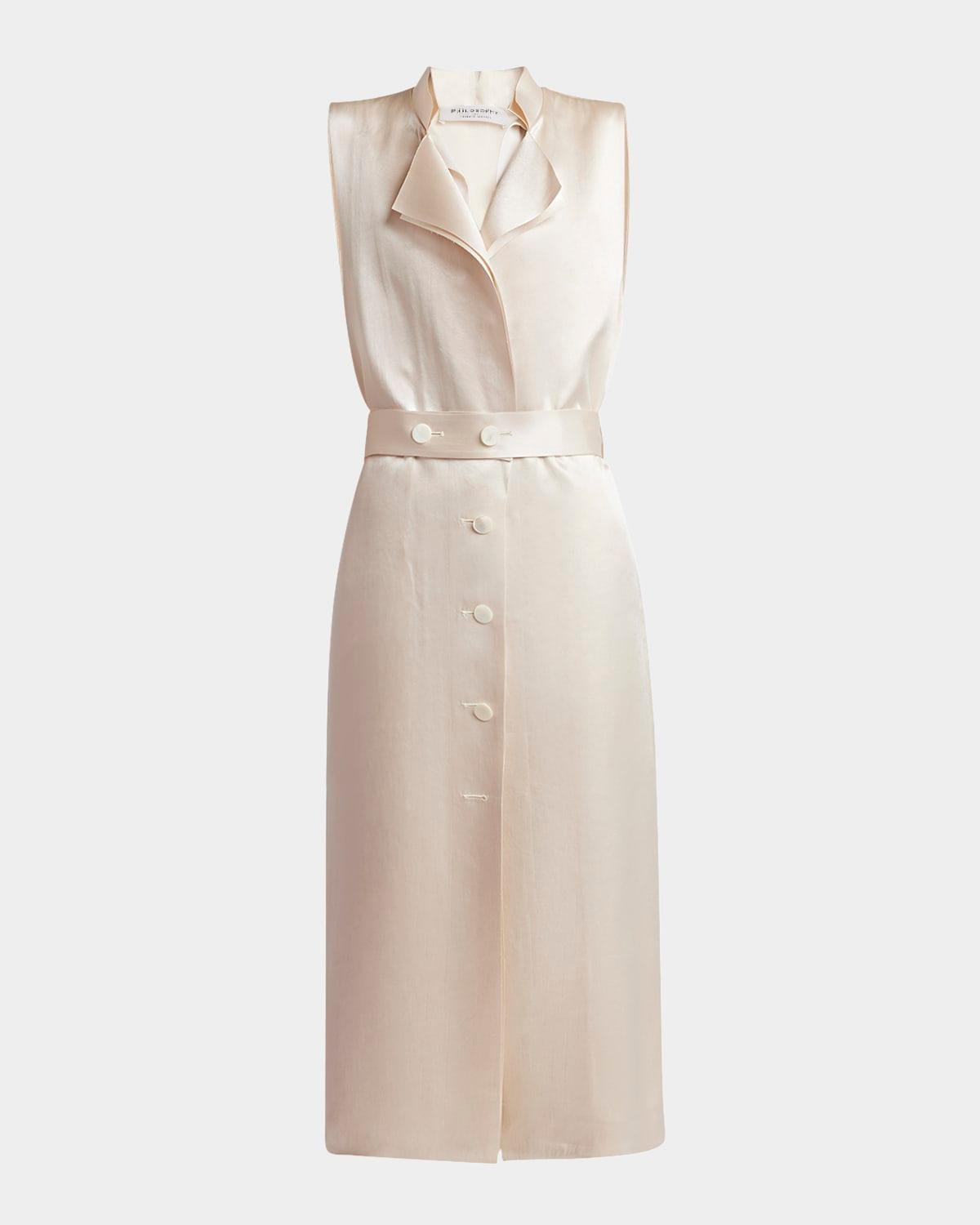 satin belted long waistcoat
