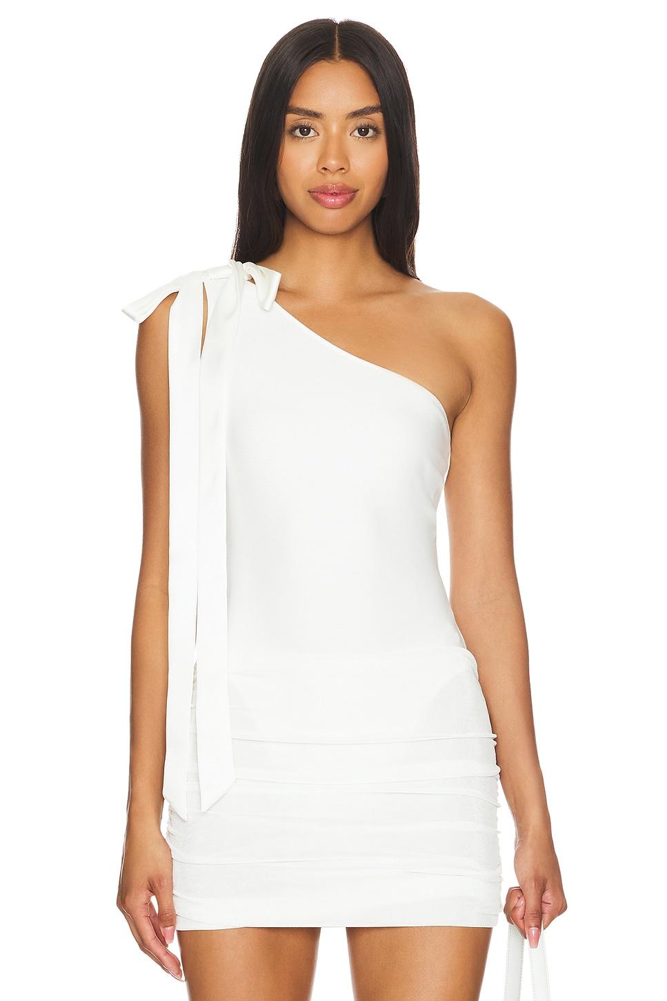 satin bow one shoulder bodysuit
