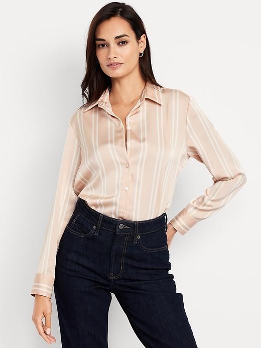 satin button-down shirt