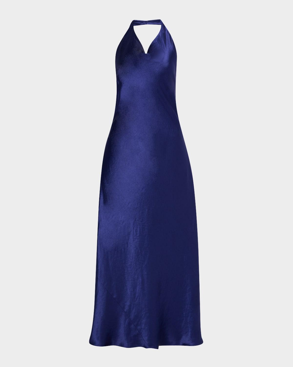 satin cowl-neck maxi dress
