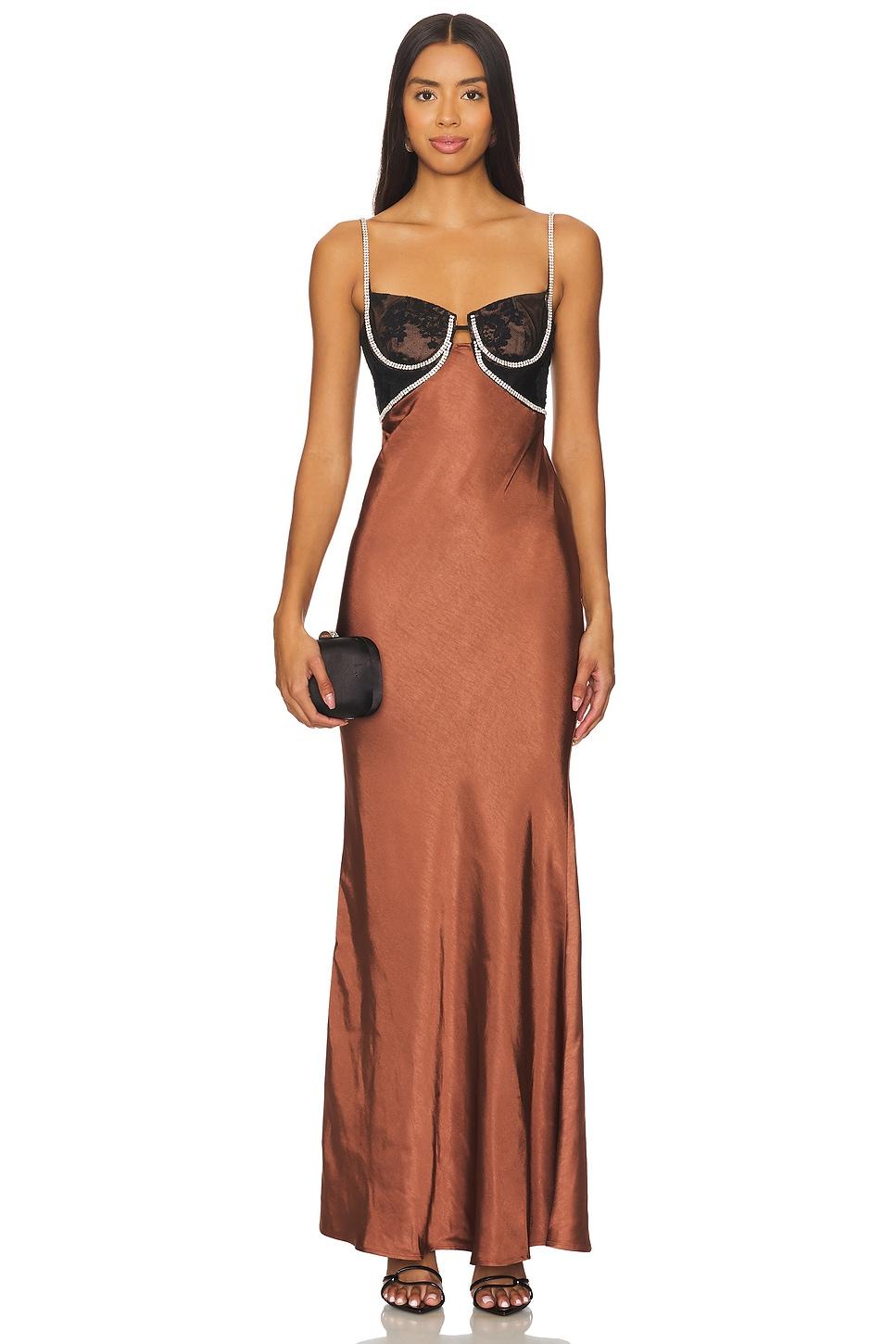 satin diamante maxi dress