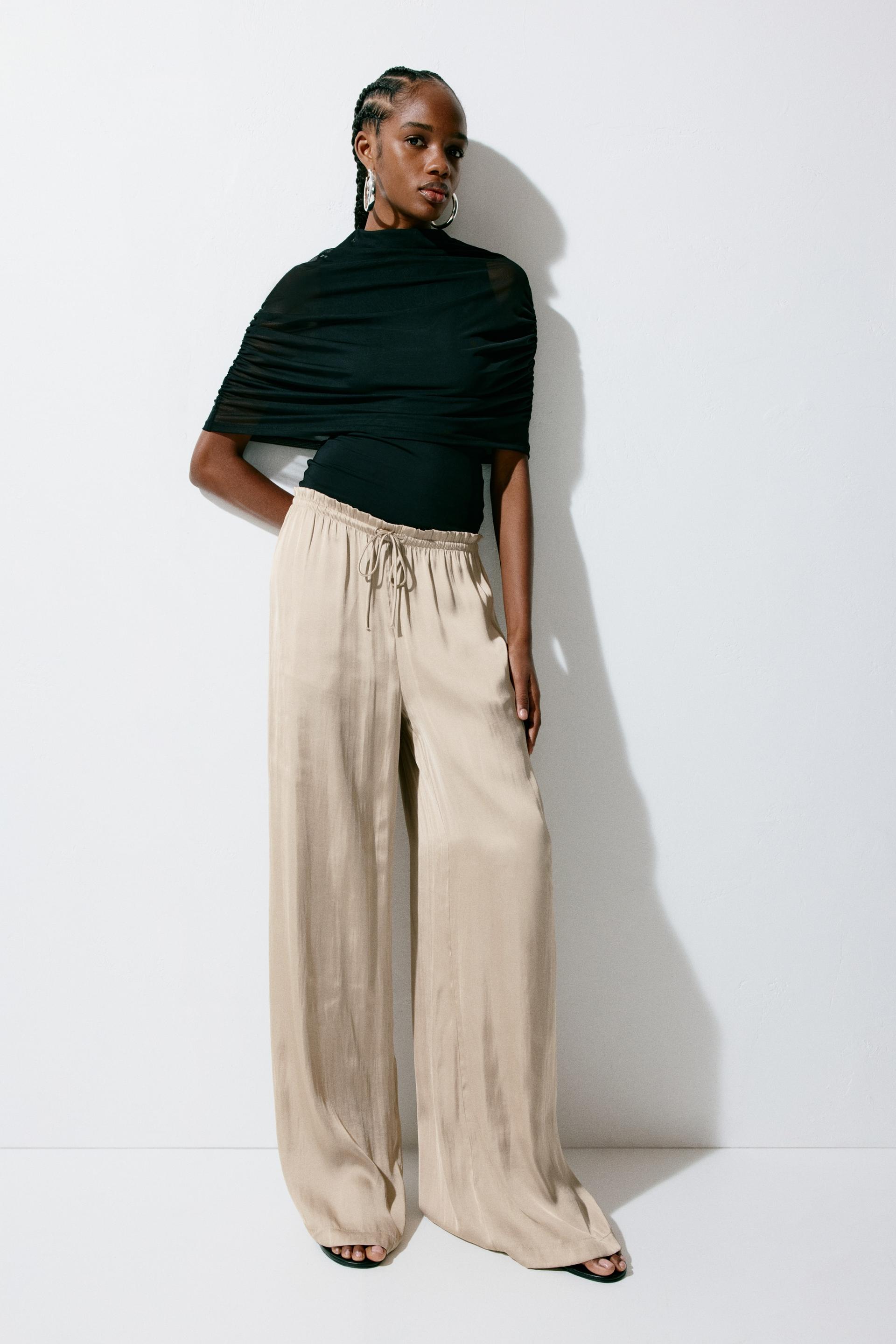 satin drawstring pants