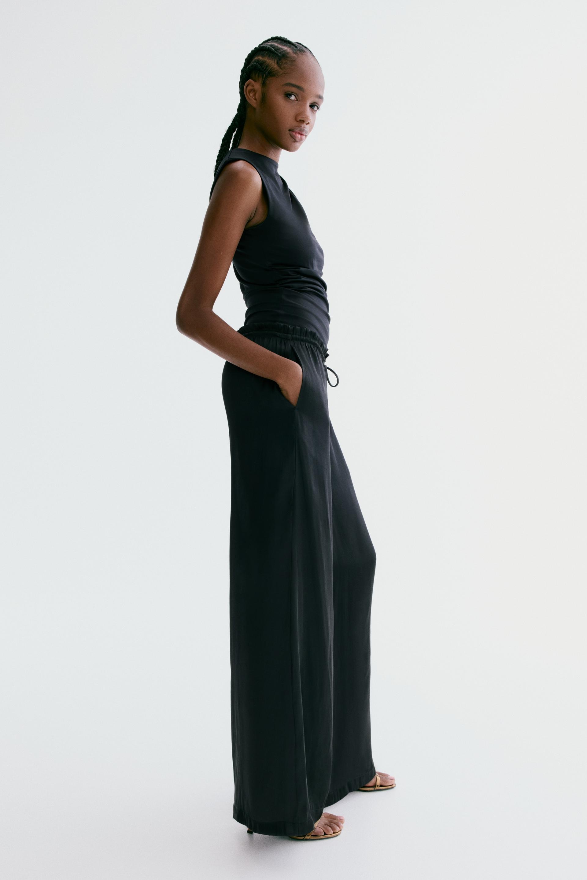satin drawstring pants