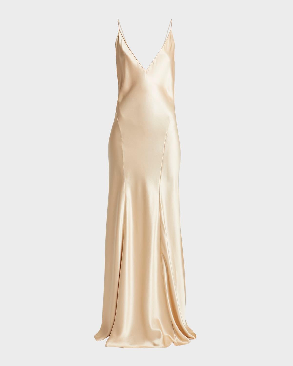 satin drop waist gown