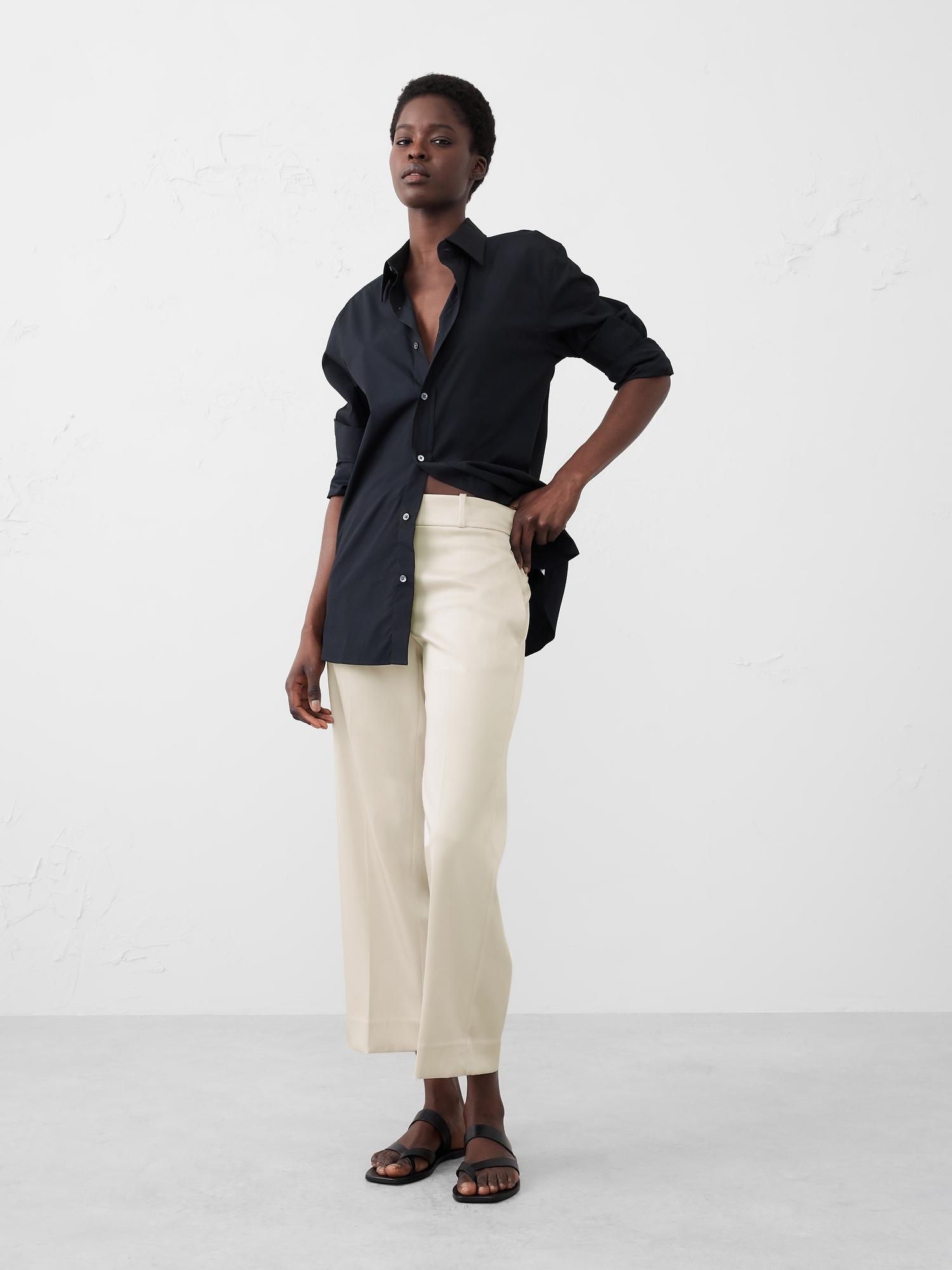 satin high-rise straight trouser