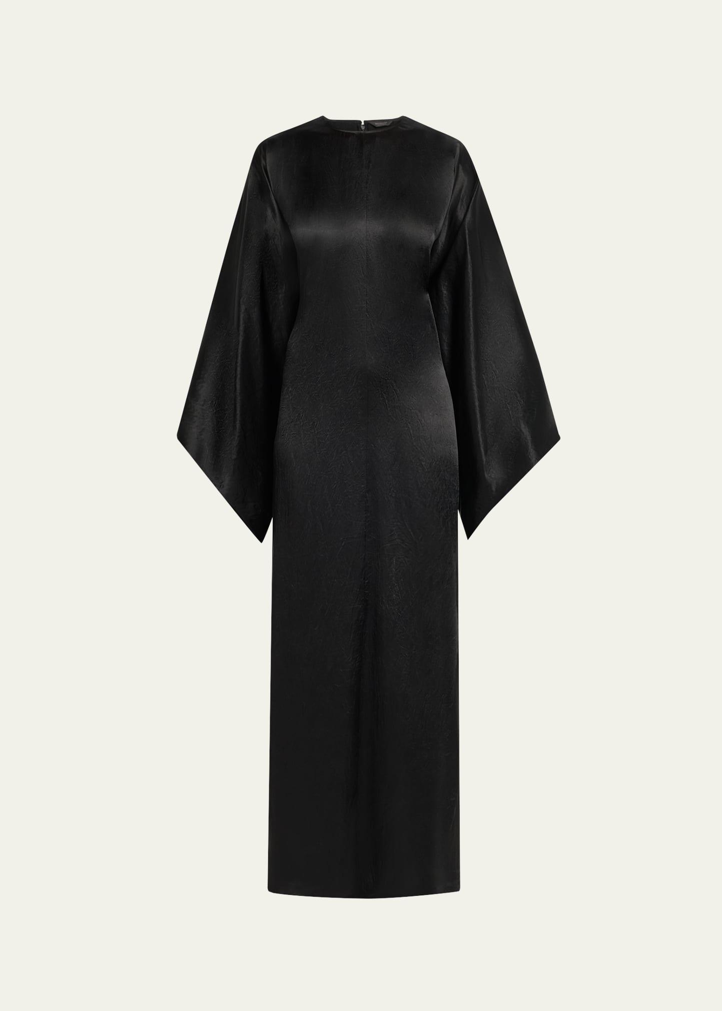 satin long-sleeve maxi dress