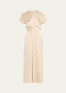 satin maxi dress with slouch waist detail