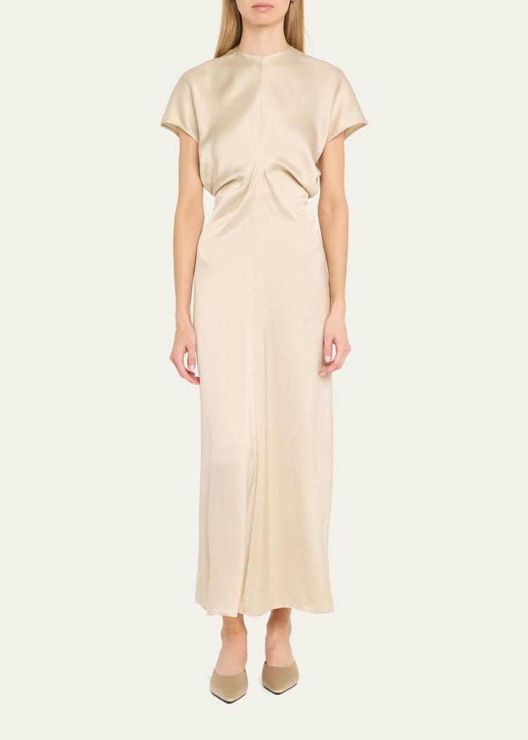 satin maxi dress with slouch waist detail