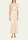 satin maxi dress with slouch waist detail